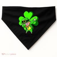 Irish Dabbing Leprechaun Clover USA-Made Doggie Bandana thumb 0