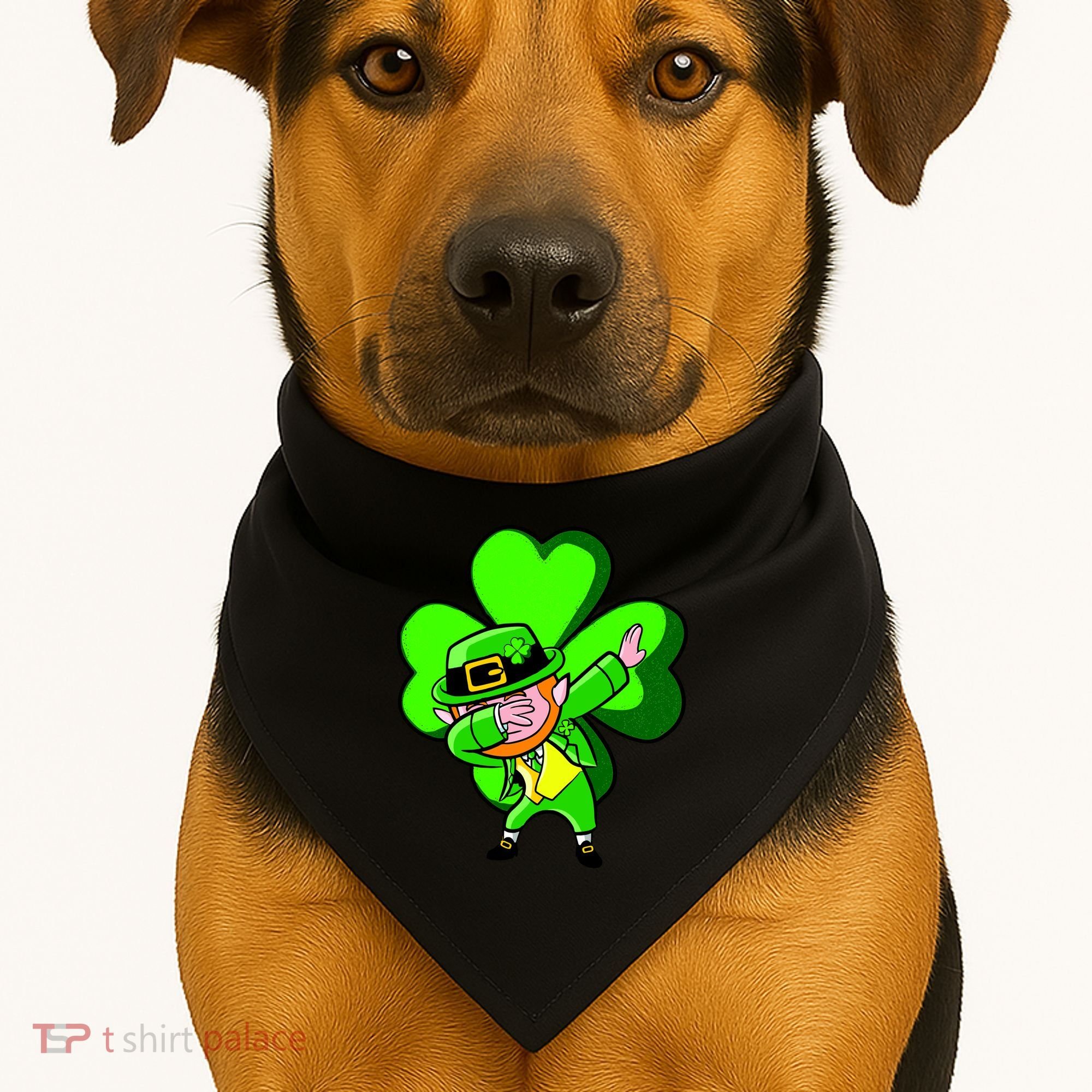 Irish Dabbing Leprechaun Clover USA-Made Doggie Bandana