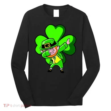 Irish Dabbing Leprechaun Clover Long Sleeve Shirt