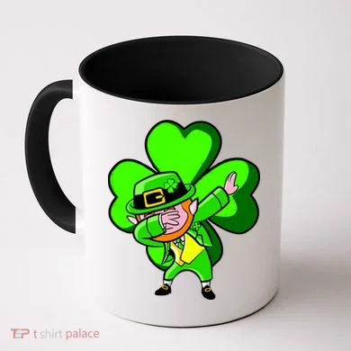 Irish Dabbing Leprechaun Clover Coffee Mug