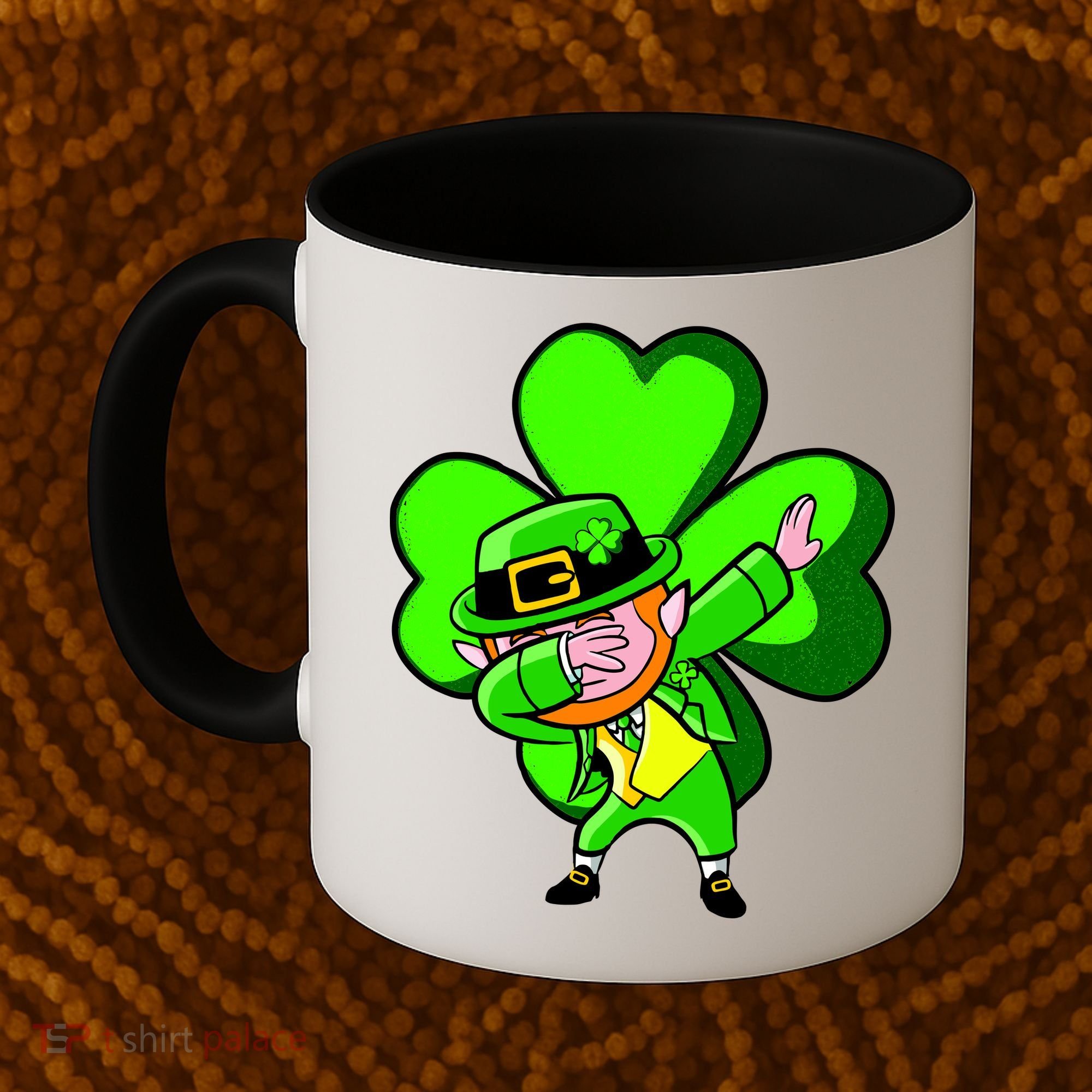 Irish Dabbing Leprechaun Clover Coffee Mug