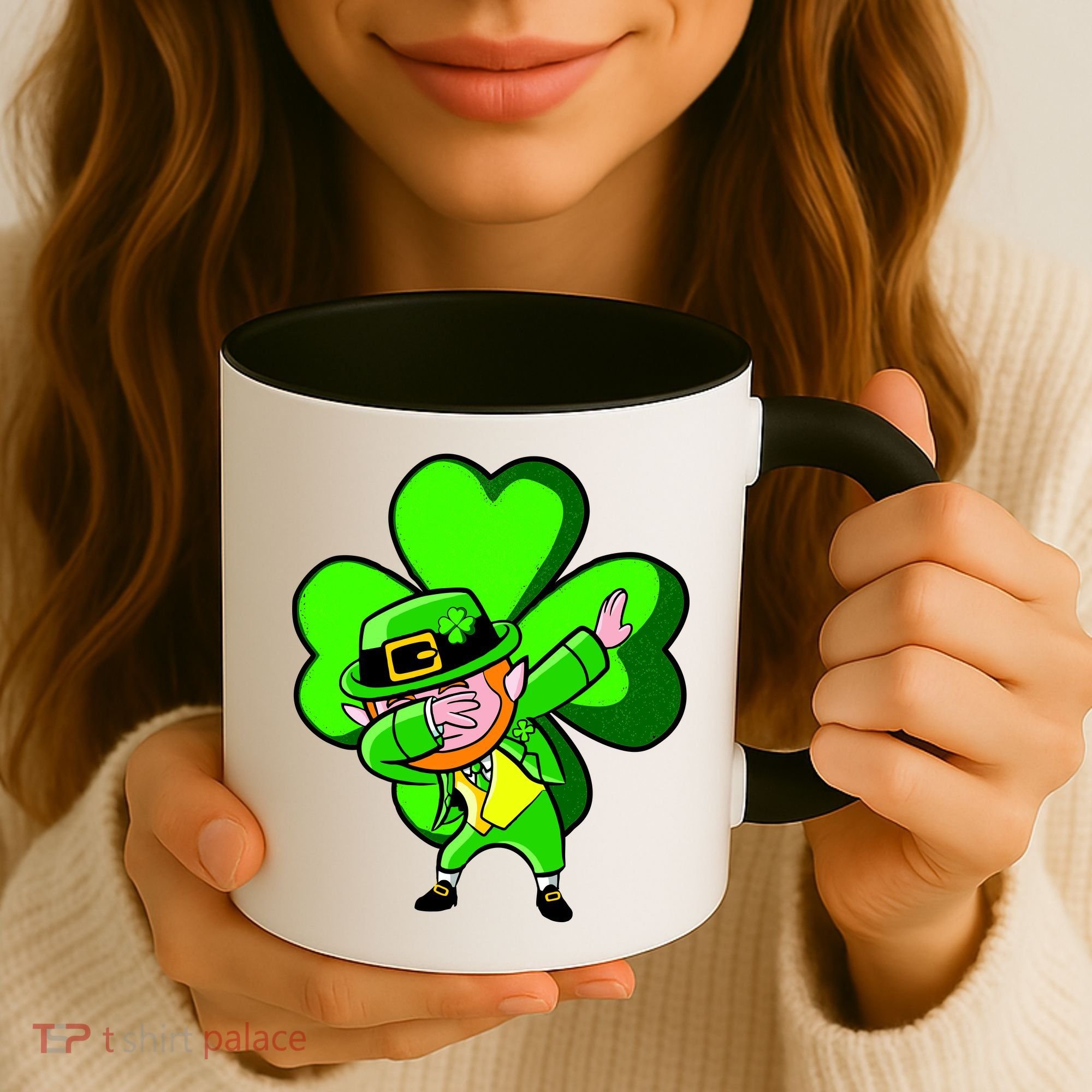 Irish Dabbing Leprechaun Clover Coffee Mug