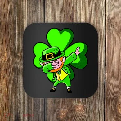 Irish Dabbing Leprechaun Clover Coaster