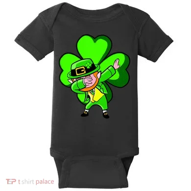 Irish Dabbing Leprechaun Clover Baby Bodysuit