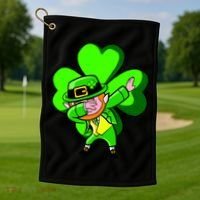 Irish Dabbing Leprechaun Clover Golf Towel thumb 1
