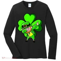 Irish Dabbing Leprechaun Clover Women's Long Sleeve Shirt thumb 0