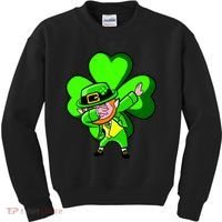 Irish Dabbing Leprechaun Clover Kids Sweatshirt thumb 0