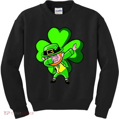 Irish Dabbing Leprechaun Clover Kids Sweatshirt