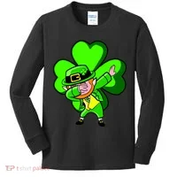 Irish Dabbing Leprechaun Clover Kids Long Sleeve Shirt thumb 0