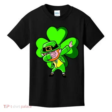 Irish Dabbing Leprechaun Clover Kids T-Shirt