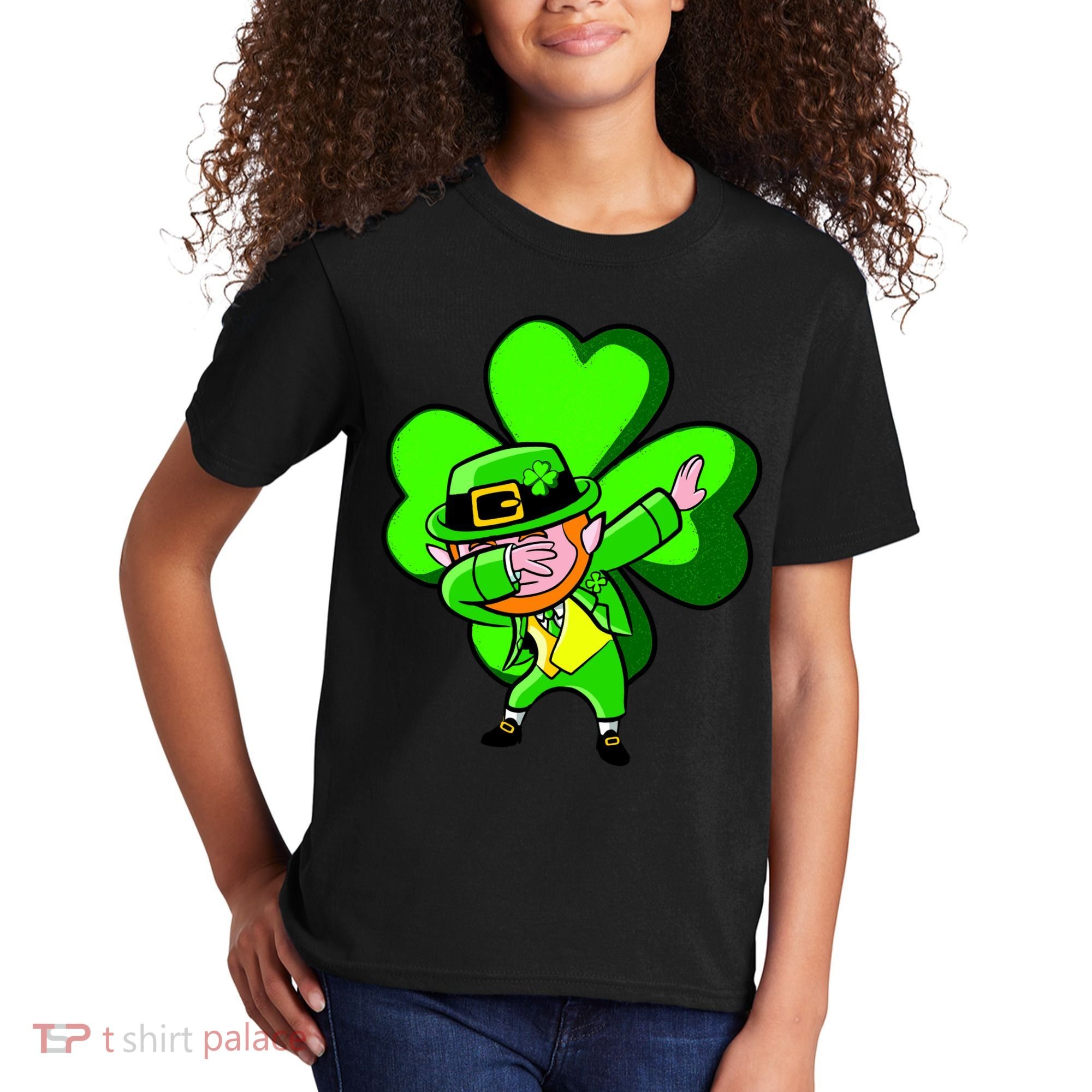 Irish Dabbing Leprechaun Clover Kids T-Shirt