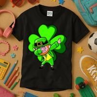Irish Dabbing Leprechaun Clover Kids T-Shirt thumb 3