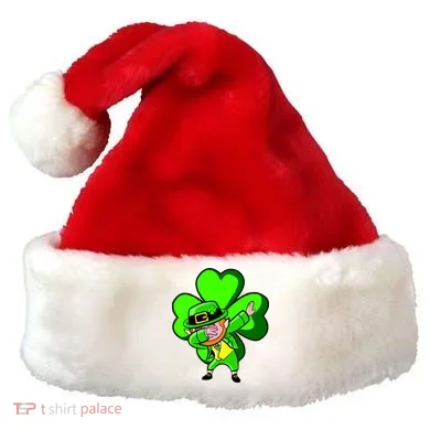Irish Dabbing Leprechaun Clover Santa Hat