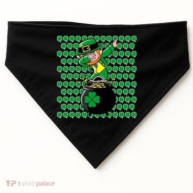 Irish Dabbing Leprechaun Shamrocks Funny Dab St. Patrick's Day USA-Made Doggie Bandana