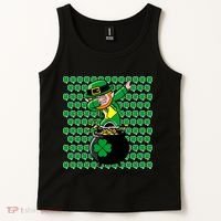 Irish Dabbing Leprechaun Shamrocks Funny Dab St. Patrick's Day Tank Top thumb 2