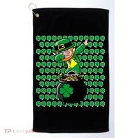Irish Dabbing Leprechaun Shamrocks Funny Dab St. Patrick's Day Golf Towel thumb 0
