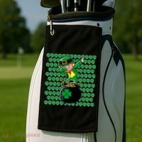 Irish Dabbing Leprechaun Shamrocks Funny Dab St. Patrick's Day Golf Towel thumb 2