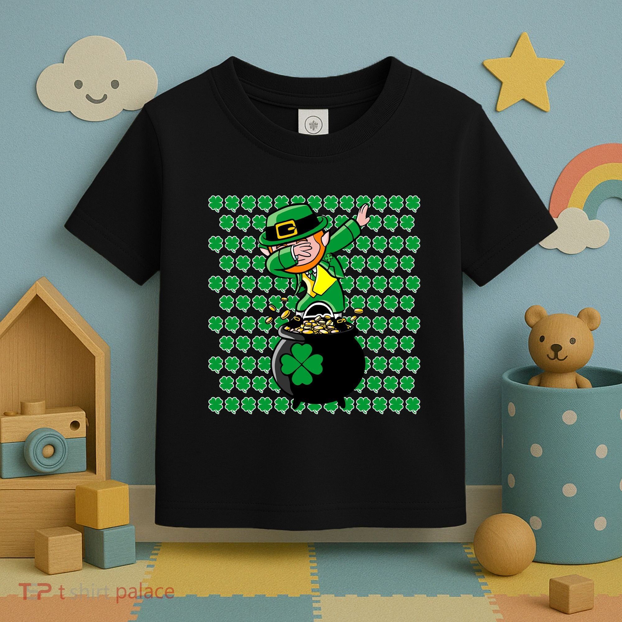 Irish Dabbing Leprechaun Shamrocks Funny Dab St. Patrick's Day Toddler T-Shirt