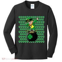 Irish Dabbing Leprechaun Shamrocks Funny Dab St. Patrick's Day Kids Long Sleeve Shirt thumb 0