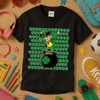 Irish Dabbing Leprechaun Shamrocks Funny Dab St. Patrick's Day Kids T-Shirt thumb 3