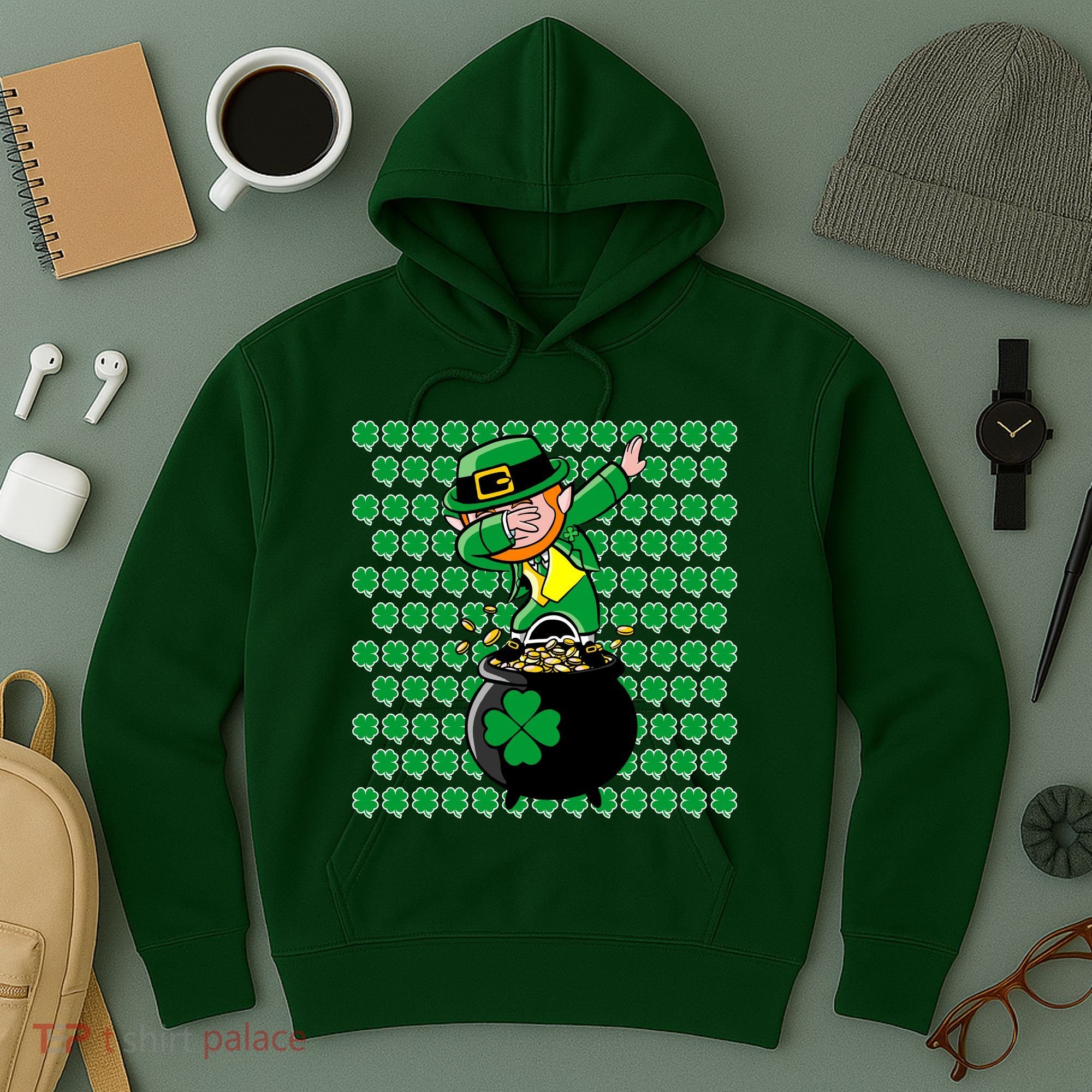 Irish Dabbing Leprechaun Shamrocks Funny Dab St. Patrick's Day Hoodie