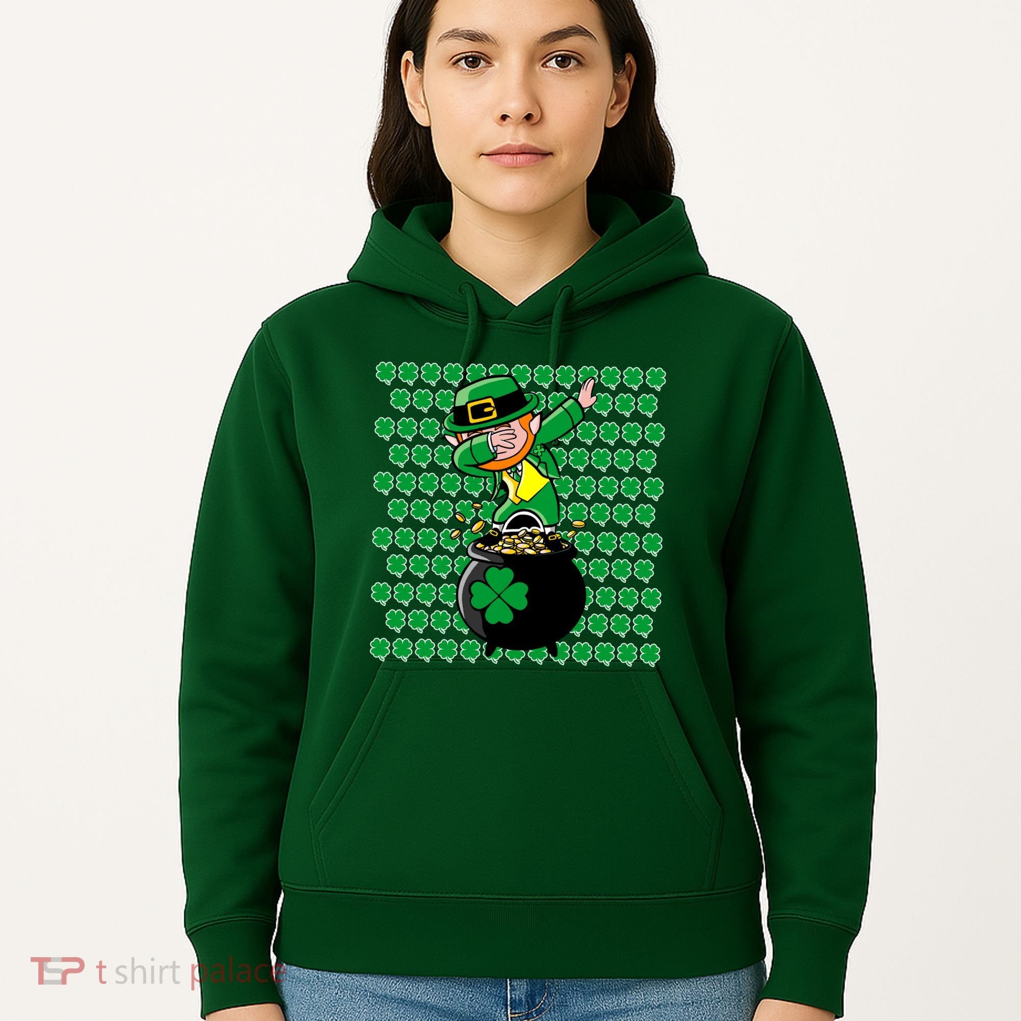 Irish Dabbing Leprechaun Shamrocks Funny Dab St. Patrick's Day Hoodie
