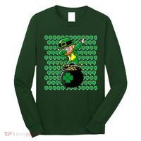 Irish Dabbing Leprechaun Shamrocks Funny Dab St. Patrick's Day Long Sleeve Shirt thumb 0
