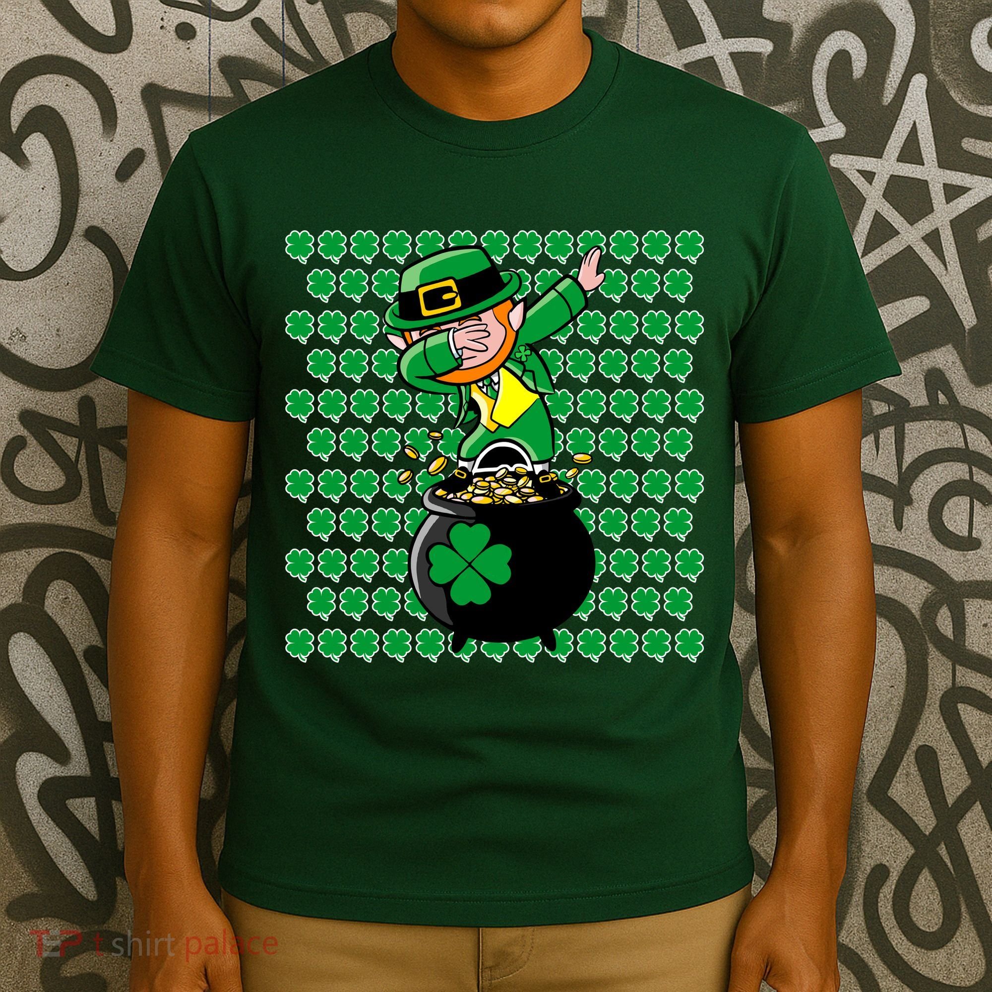 Irish Dabbing Leprechaun Shamrocks Funny Dab St. Patrick's Day T-Shirt