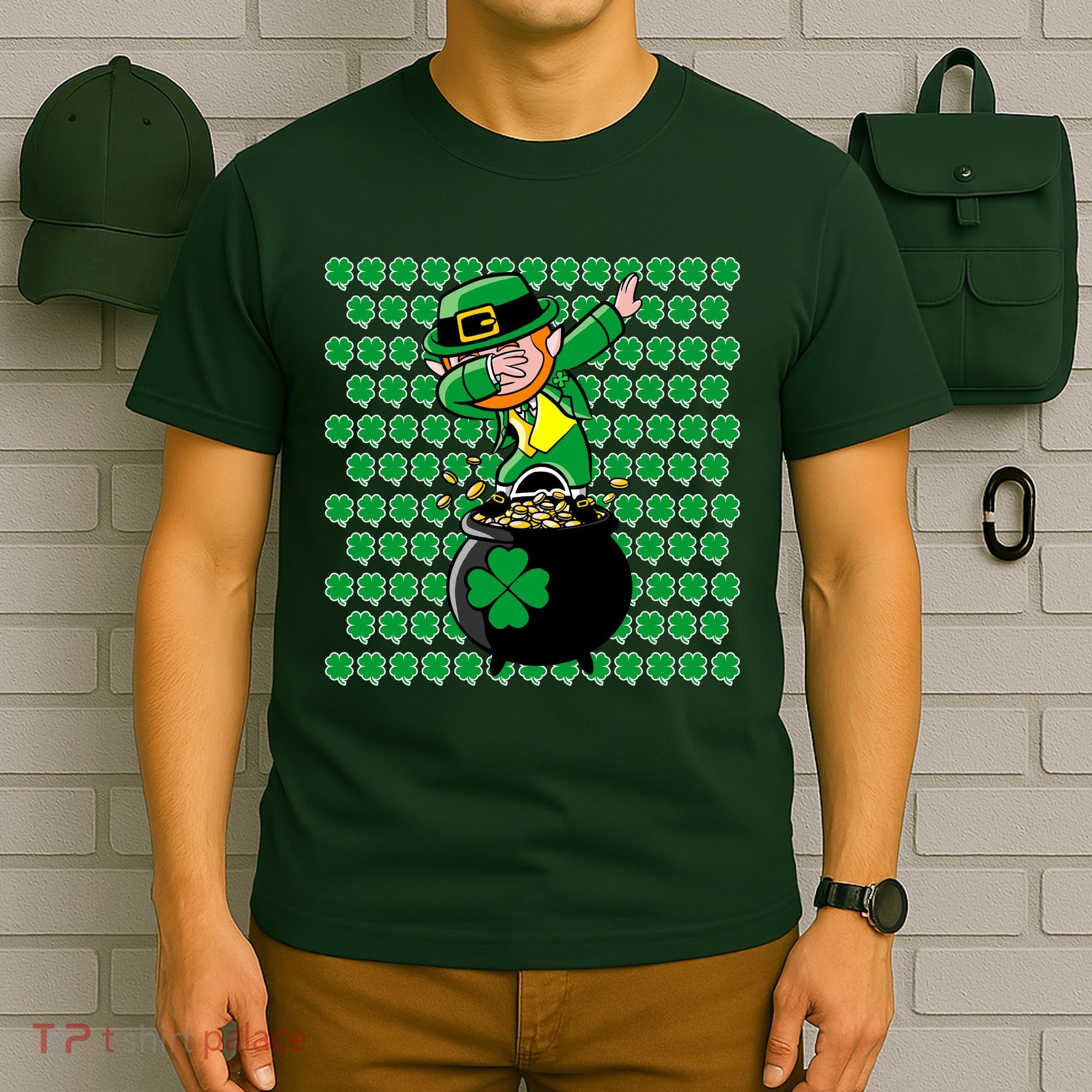 Irish Dabbing Leprechaun Shamrocks Funny Dab St. Patrick's Day T-Shirt