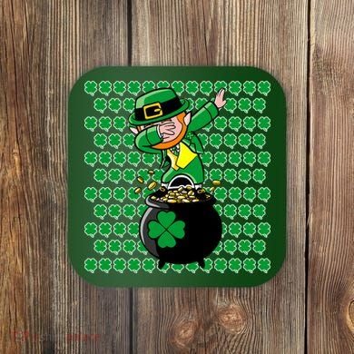 Irish Dabbing Leprechaun Shamrocks Funny Dab St. Patrick's Day Coaster