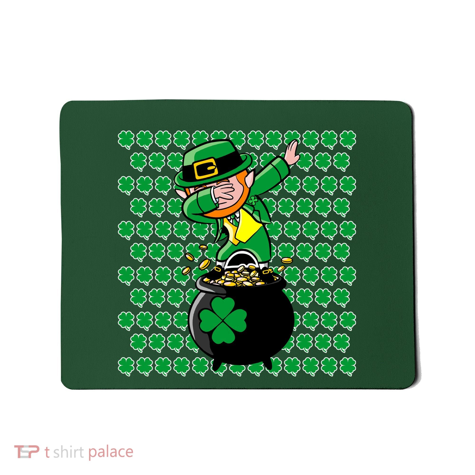 Irish Dabbing Leprechaun Shamrocks Funny Dab St. Patrick's Day Mousepad