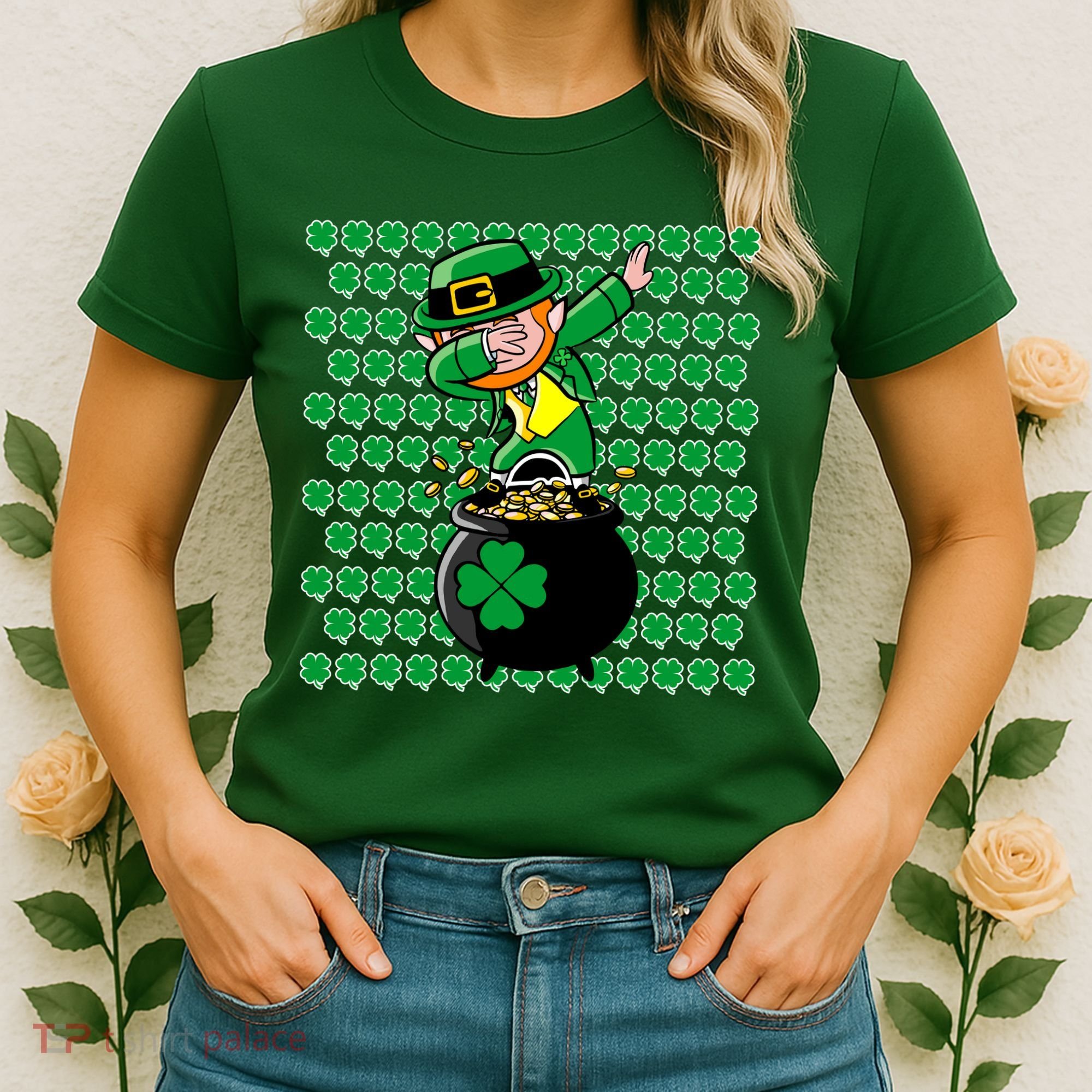 Irish Dabbing Leprechaun Shamrocks Funny Dab St. Patrick's Day Women's T-Shirt