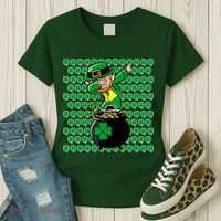 Irish Dabbing Leprechaun Shamrocks Funny Dab St. Patrick's Day Women's T-Shirt thumb 3
