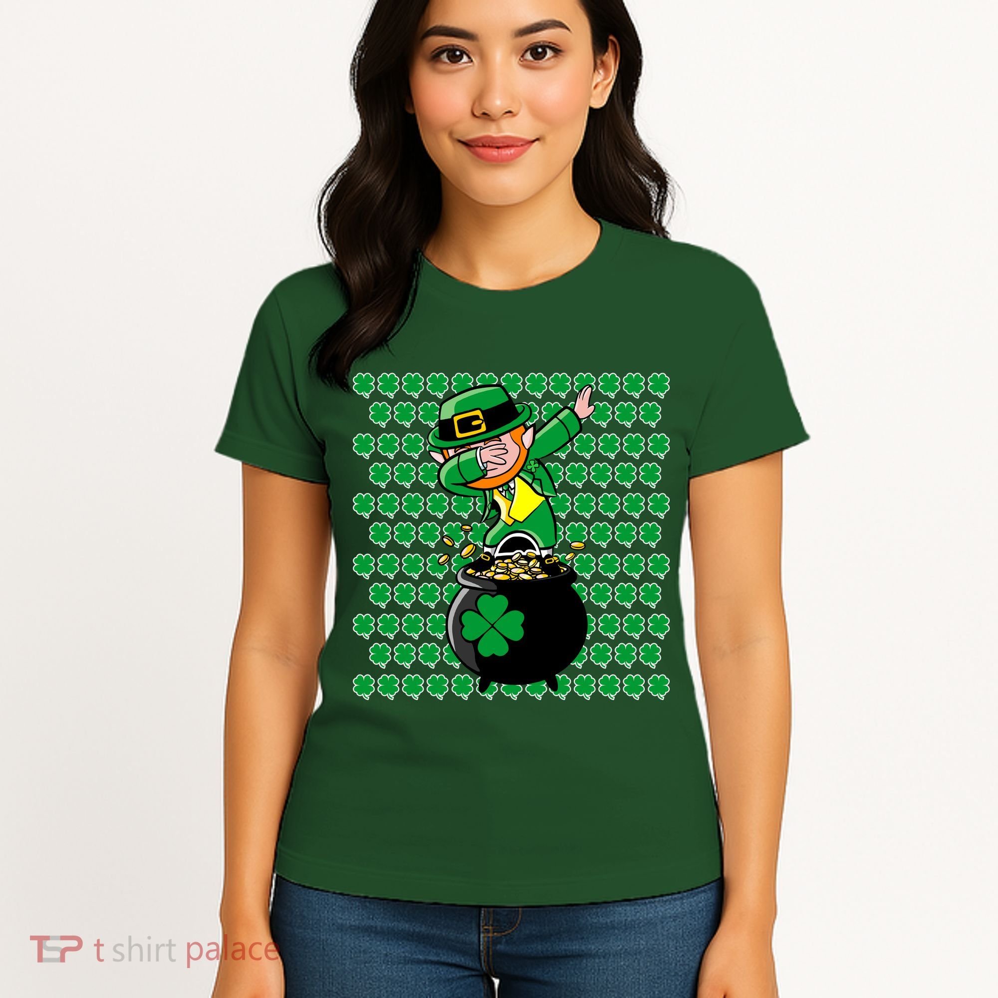 Irish Dabbing Leprechaun Shamrocks Funny Dab St. Patrick's Day Women's T-Shirt
