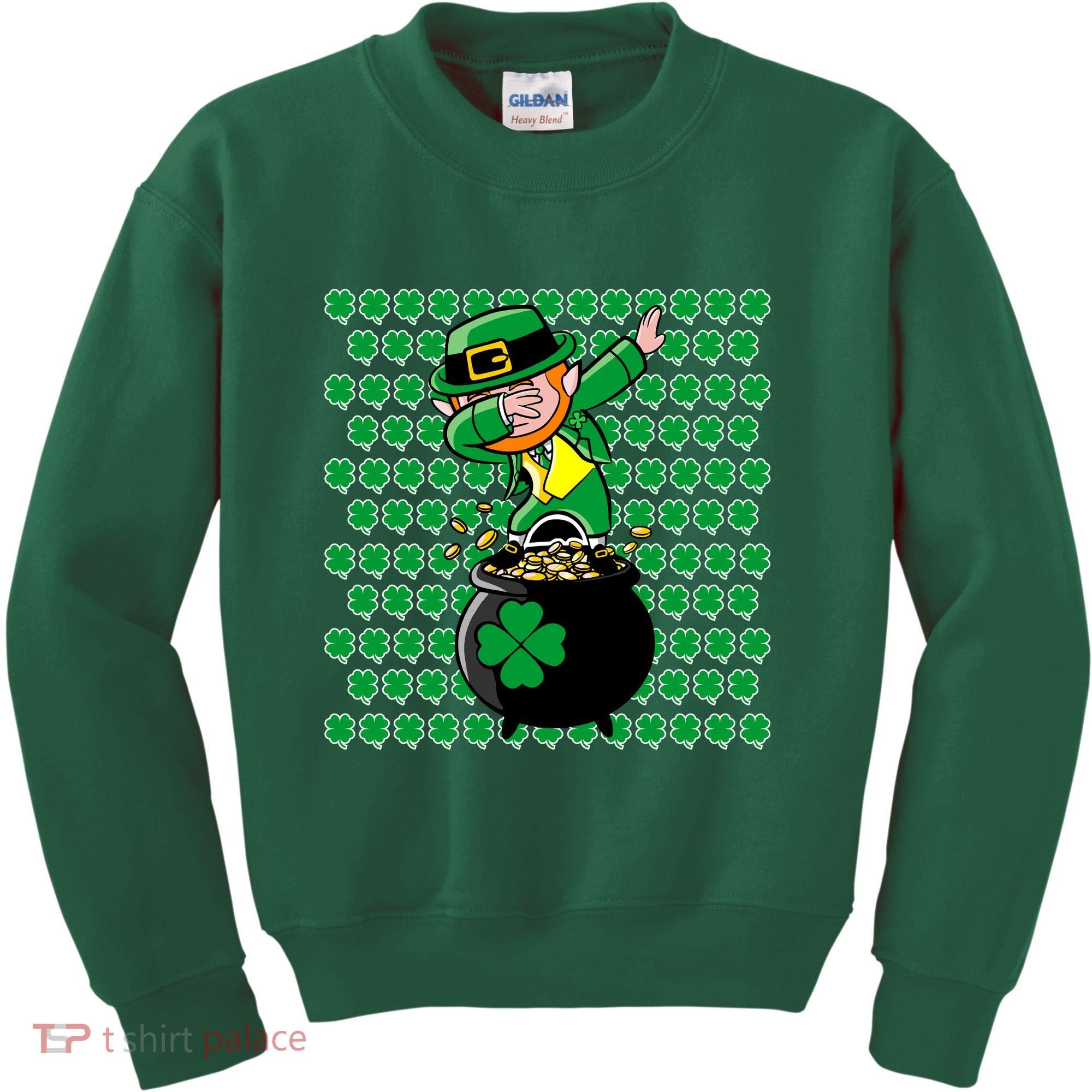 Irish Dabbing Leprechaun Shamrocks Funny Dab St. Patrick's Day Kids Sweatshirt