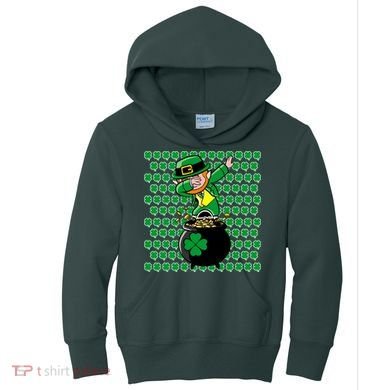 Irish Dabbing Leprechaun Shamrocks Funny Dab St. Patrick's Day Kids Hoodie