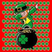Irish Dabbing Leprechaun Shamrocks Funny Dab St. Patrick's Day Santa Hat thumb 1