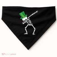 Irish Dabbing Skeleton St. Patrick's Day USA-Made Doggie Bandana thumb 0