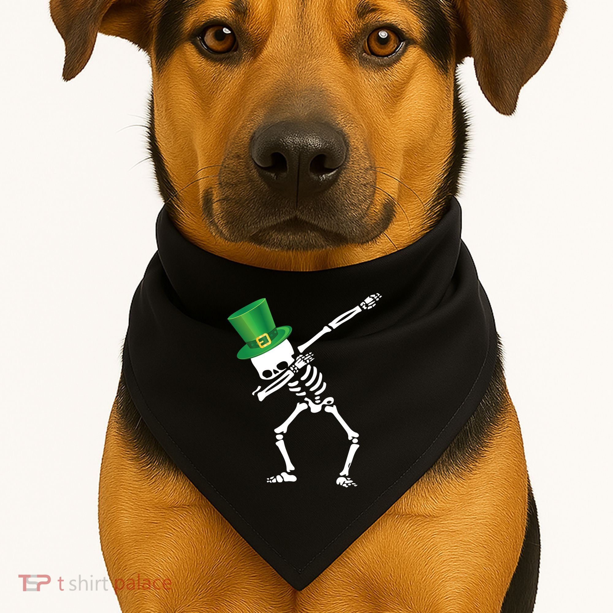 Irish Dabbing Skeleton St. Patrick's Day USA-Made Doggie Bandana