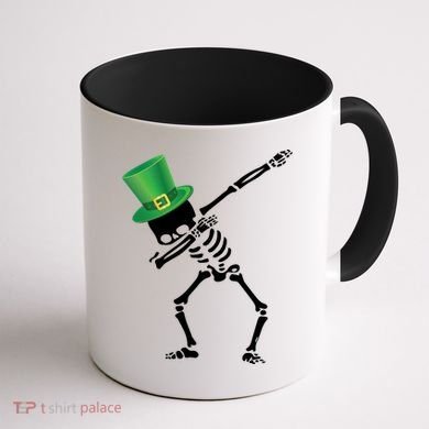 Irish Dabbing Skeleton St. Patrick's Day Coffee Mug back