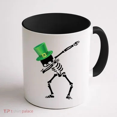 Irish Dabbing Skeleton St. Patrick's Day Coffee Mug back
