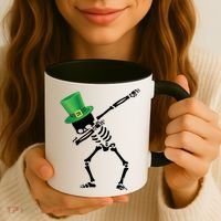 Irish Dabbing Skeleton St. Patrick's Day Coffee Mug thumb 3