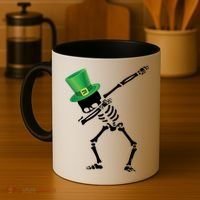 Irish Dabbing Skeleton St. Patrick's Day Coffee Mug thumb 4