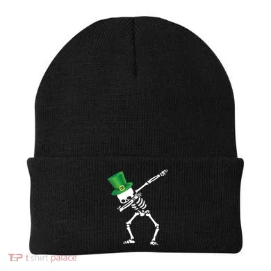 Irish Dabbing Skeleton St. Patrick's Day Beanie