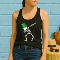 Irish Dabbing Skeleton St. Patrick's Day Women's Tank Top thumb 2
