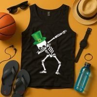 Irish Dabbing Skeleton St. Patrick's Day Tank Top thumb 4