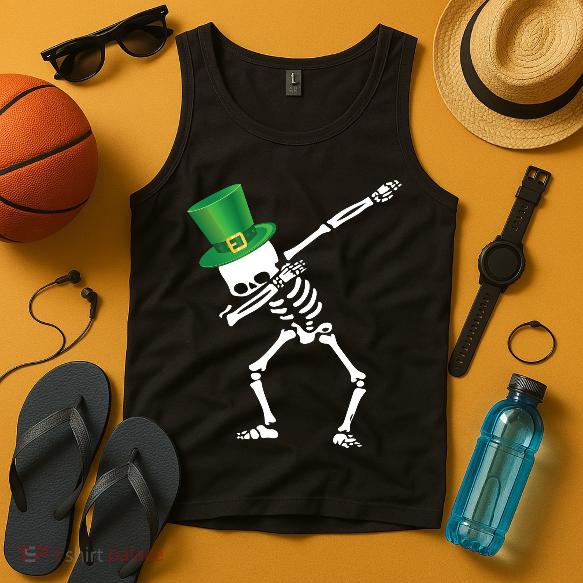 Irish Dabbing Skeleton St. Patrick's Day Tank Top