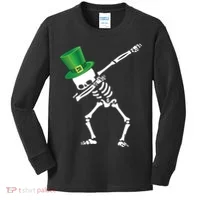 Irish Dabbing Skeleton St. Patrick's Day Kids Long Sleeve Shirt thumb 0