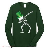 Irish Dabbing Skeleton St. Patrick's Day Long Sleeve Shirt thumb 0