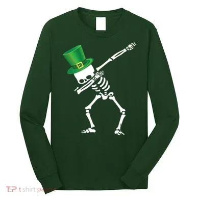 Irish Dabbing Skeleton St. Patrick's Day Long Sleeve Shirt